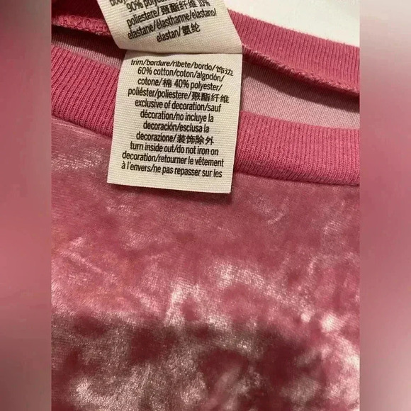 Victoria’s Secret PINK Crushed Velvet Crop Top Cree Neck Dog Logo Size Medium - Picture 5 of 10